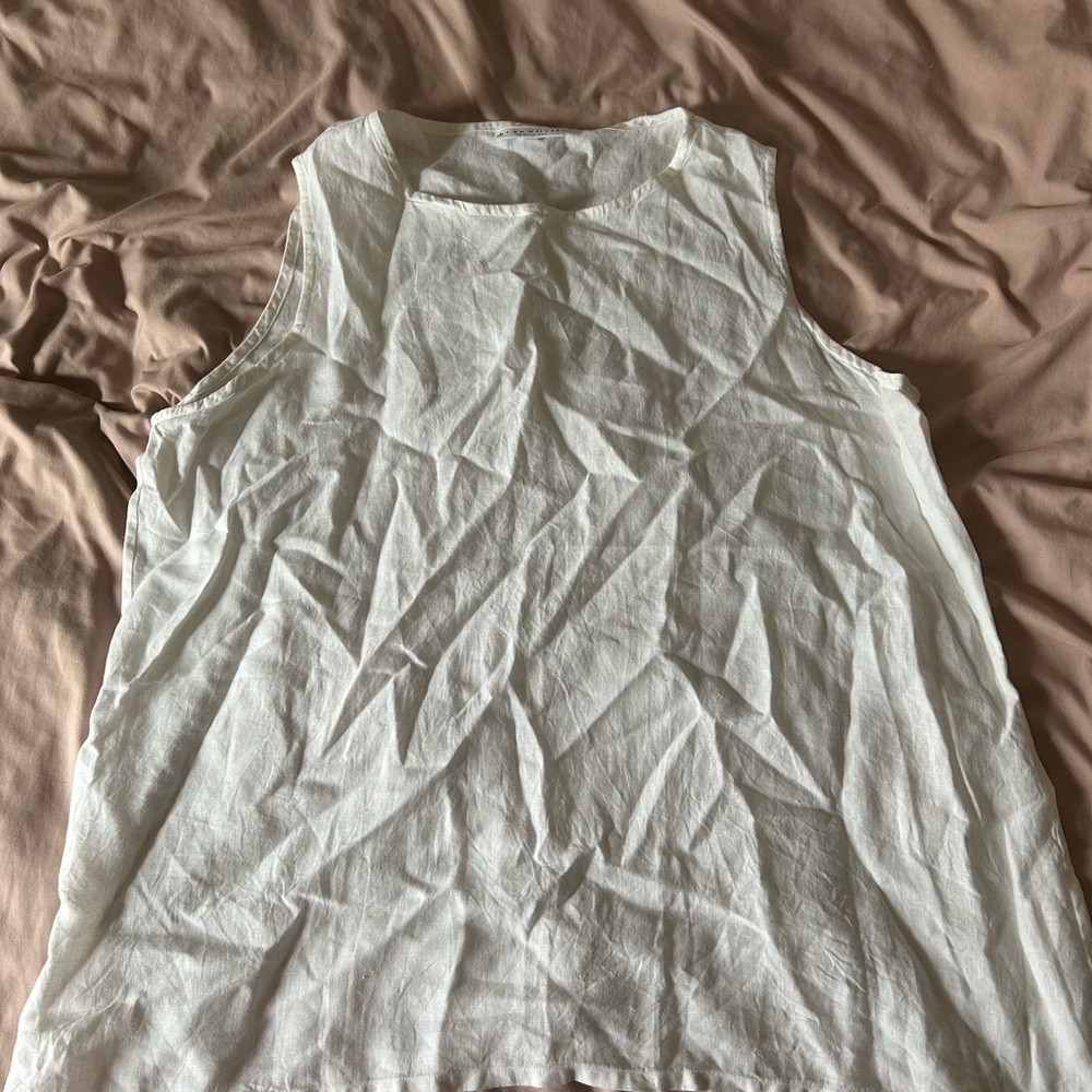 bryn Walker Ivory Sleeveless Linen Top